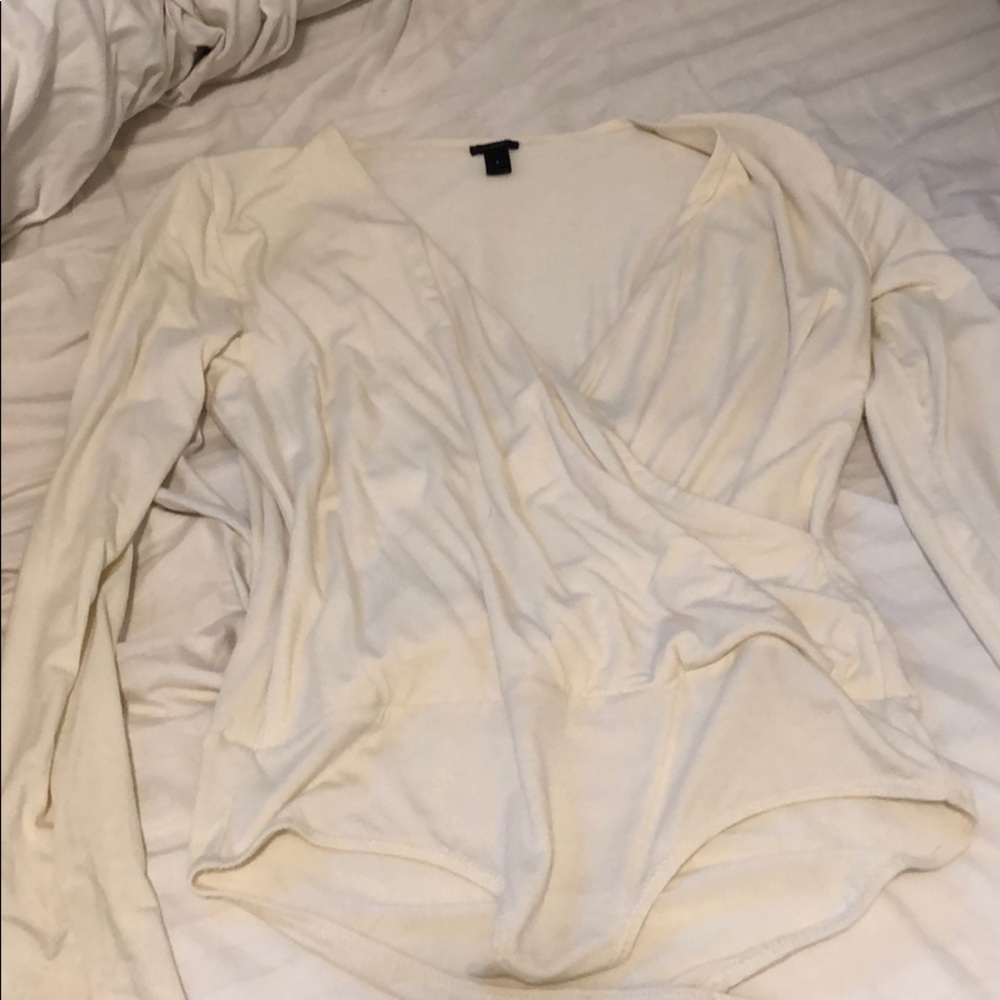 Jcrew cream long sleeve cross bodysuit